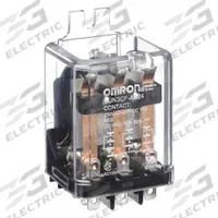 OMRON Flange Mount Relay: Surface (Side Flange) Mounted, 10 A Current Rating, 24V AC, 3PDT (MPN MJN3CF-AC24). Key specifications — Brand: OMRON; Base Type: Octal; Mounting Style: Side Flange; Electrical Connection: Quick-Connect Terminal; Manufacturer Part Number: MJN3CF-AC24; Operating Current: 3 A at 600V AC (Inductive Load); Series: MJN Series.