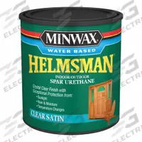 MINWAX Finish: Varnish, Exterior/Interior, Oil, 32 fl oz Container Size, Wood, Satin, Clear, Clear (MPN 630520444). Key specifications — Brand: MINWAX; Transparency: Clear; Use Location: Interior; Sheen: Satin; Sub-Brand: Helmsman; Color: Clear.