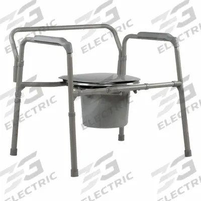 DYNAREX Commode Chair: Gray, 30 11/16 in Overall Wd - Portable Commode Chairs