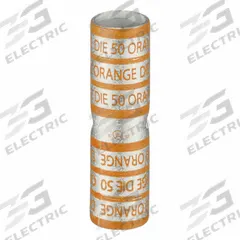 APPROVED VENDOR Open Barrel Splice: 3/0 AWG Wire Size, Orange Code, 2.27 in, Copper Barrel, 50 Die (MPN 22EZ37). Key specifications — Die Code: 50; Brand: APPROVED VENDOR; Color Code: Orange.