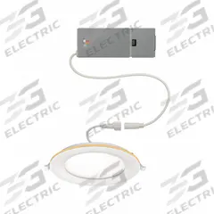 ETI LED Recessed Down Light: 6 in Dia, 900 lm, 2700K/3000K/3500K/4000K/5000K, 14.3 W, 120V AC, White (MPN 53828103). Key specifications — Trim Color: White; LED Replacement For: 75W; Dimmable: Yes; Color Temperature: 4000K; Brand: ETI; Voltage: 120V AC.