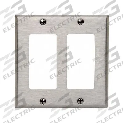 LEVITON Wall Plate: Duplex Outlet, 2 Gang, Silver - General Purpose Wall Plates