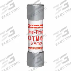 MERSEN Fuse: OTM Series, Midget, Fast-Acting, 6 A, 250 V AC, 13/32 in x 1 1/2 in, Non-Indicating (MPN OTM6). Key specifications — attr1287209: OTM; attr211192: MERSEN.