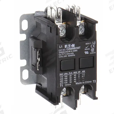 EATON Definite Purpose Magnetic Contactor: 2 Poles, 208-240V AC, 25 A - Non-Reversing Definite Purpose Contactors