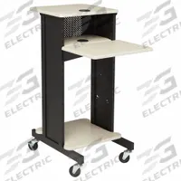 OKLAHOMA SOUND Media Cart: Black/Ivory, 40 1/2 in Overall Ht, 30 in Overall Wd, 18 in Overall Dp (MPN PRC200)