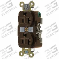 HUBBELL Receptacle: Duplex, 5-20, Brown, 125V AC, 20 A, 2 Pole / 3 Wire (MPN HBL5362)
