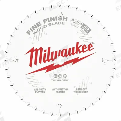 MILWAUKEE Circular Saw Blade: 8 1/4 in Blade Dia., 40 Teeth, 0.08 in Cut Wd - Wood-Cutting Blades