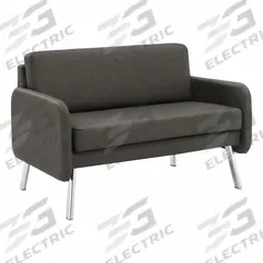 OFFICE STAR PRODUCTS Sofa: Gray, Silver, Faux Leather, Metal, 42 1/2 in Seat Wd, 18 1/2 in Seat Dp (MPN SL5602-PD52)