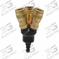 INTERSTATE PNEUMATICS Pipe Manifold Fitting: Inline, Round, Brass, 1/4 in Quick-Disconnect Insert (MPN FPM44-KG4AB). Key specifications — Material: Brass; Brand: INTERSTATE PNEUMATICS; Specific Fitting Shape: Round.