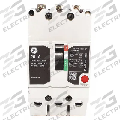 GE Molded Case Circuit Breaker: 20 A Amps, 35kA at 277/480V AC, Fixed, Lug - TEY-Frame GE Molded Case Circuit Breakers