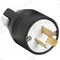 BRYANT Straight Blade Plug: 10-50P, 125/250V AC, 50 A, 3 Pole, 3 Blade, Black (MPN 7513NP)