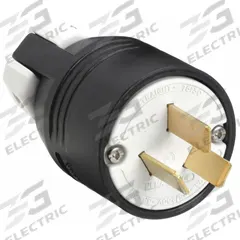 BRYANT Straight Blade Plug: 10-50P, 125/250V AC, 50 A, 3 Pole, 3 Blade, Black (MPN 7513NP)
