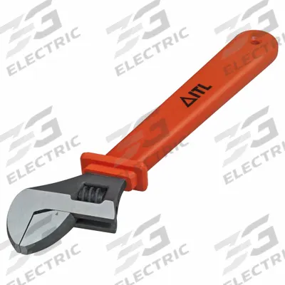 ITL Adjustable Wrench: Nylon Thermoplastic, Black Oxide, 15 in Overall Lg - Insulated Adjustable Wrenches