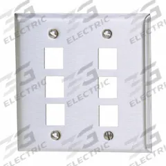 HUBBELL PREMISE WIRING Wall Plate: Silver, 2 Gang, 6 Port, Flat Module, Stainless Steel, Vertical (MPN SSF206). Key specifications — Brand: HUBBELL PREMISE WIRING; Material: Stainless Steel; Color: Silver; Compatible Connector Type: Keystone Jack Modules; Outlet Orientation: Vertical; Module Style: Flat.