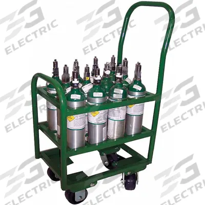 SAFTCART Medical Cylinder Cart: 2,400 lb, 12 Cylinder Capacity, 3 1/4 in Max. Tank Dia. - Four-Wheel Vertical Medical Cylinder Carts
