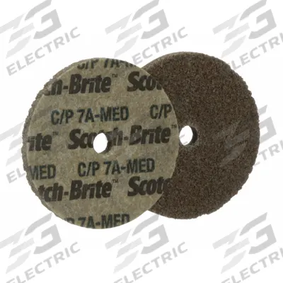 SCOTCH-BRITE Unitized Wheel: 3 in Dia x 1/2 in W, 1/4 in Arbor Hole, Aluminum Oxide - Deburring Wheels for Carbon Steel & Soft Metals