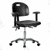Ergonomic Chair: Polyurethane, Arms Included, Ht Range 17 3/4 in to 23 in, 18 in Seat Wd, Adj, Black (MPN BR-HPDHCH-CR-T1-A1-CC-BLK). Key specifications — Foot Support: No; Back Tilt Backward: 13.5°; Back Tilt Forward: 10.5°; Base Material: Aluminum; Brand: APPROVED VENDOR; Product Type: Ergonomic Chair; ESD-Safe: Not ESD Safe; Seat Tilt Backward: 3°.