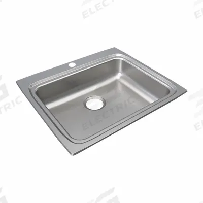 JUST MANUFACTURING Bowl Drop-In Sink: 25 in Overall Lg, 22 in Overall Wd, 5 in Bowl Dp - One-Bowl Counter-Mounted Kitchen & Bar Sinks without Faucets