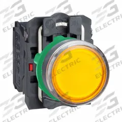 SCHNEIDER Illuminated Push Button: Illuminated, Flush Profile, Non-Metallic, 22 mm, 1NO/1NC (MPN XB5AW3565). Key specifications — Brand: SCHNEIDER; Action: Momentary; Series: XB5; Push Button Material Type: Non-Metallic.
