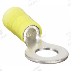 PANDUIT Ring Terminal: Yellow, Nylon Insulation, 1/4 in Stud Size, 12 AWG to 10 AWG Wire Sizes (MPN PN10-14R-D). Key specifications — attr1308027: PANDUIT.