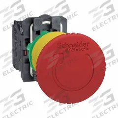 SCHNEIDER Emergency Stop Push Button: Non-Illuminated, Mushroom Head Profile, Non-Metallic, 22 mm (MPN XB5AS8445). Key specifications — Brand: SCHNEIDER; Action: Maintained; Series: XB5; Push Button Material Type: Non-Metallic.