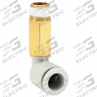 SMC Push-Fit Elbow Fitting: 8 mm OD x 3/8 in Pipe Size, Push-to-Connect x BSPT, Brass, White (MPN KQ2W08-03AS). Key specifications — Brand: SMC; Thread Size A: 3/8".