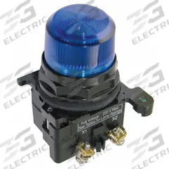 EATON Pilot Light: 30 mm Panel Mounting Size, Blue, LED, 120 V AC Max Volt Rating (Supply) (MPN E34FB197LLP2A). Key specifications — Series: E34; Brand: EATON; Includes Push-To-Test: No Push-To-Test Included.