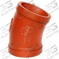 GRUVLOK Metal Pipe Elbow: 22 1/2° Elbow, 1 1/4 in x 1 1/4 in, Ductile Iron, 300 psi @ 150° F (MPN 0390015329). Key specifications — Brand: GRUVLOK; Maximum Operating Pressure: 300 psi @ 150° F; Fitting Pipe Size: 1-1/4 in x 1-1/4 in.