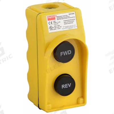 Dayton Pendant Control Station: (2) Push Buttons, 2NO, Forward/Reverse - Push-Button Pendants