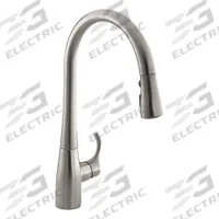 KOHLER Gooseneck Pull Out Kitchen Faucet: Simplice, Brass, Single-Post, Deck, 1 Mounting Holes (MPN K-596-VS). Key specifications — Series: Simplice; Brand: KOHLER.