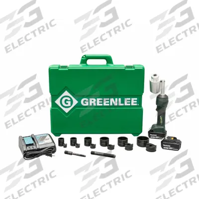 GREENLEE Knockout Tool Kit: 18V DC, 4 in Punching Capacity (Steel) - Greenlee Cordless Knockout Punches