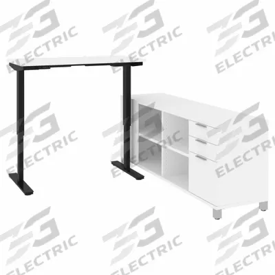 BESTAR Office Furniture Kit with Adjustable-Height Desk: White - Pro-Linea Series