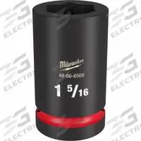 MILWAUKEE Deep Impact Socket: 1 in Drive Size, SAE, 1 5/16 in Socket Size, 6-Point, Deep, Friction (MPN 49-66-6509). Key specifications — attr1215501: MILWAUKEE; attr1215515: Black Phosphate; attr1215518: 1-5/16 in.