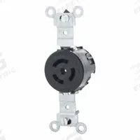 LEVITON Locking Receptacle: Non-NEMA, Black, 125/250V AC, 10 A_15 A Current Rating, 2 Poles, 3 Wires (MPN 7582-G). Key specifications — Brand: LEVITON.