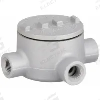 Conduit Outlet Body: Iron, GR, 1/2 in Trade Size, T Body, 18 cu in Body Capacity (MPN GRT50). Key specifications — Series: For Standard Body; Compatible Conduit Trade Size: 1/2 in; Thread Gender: Female; Hub Style: Threaded; Cover Included: Yes; Body Style: T; Connection Type: Threaded; Back Type: Round.