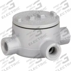 Conduit Outlet Body: Iron, GR, 1/2 in Trade Size, T Body, 18 cu in Body Capacity (MPN GRT50). Key specifications — Series: For Standard Body; Compatible Conduit Trade Size: 1/2 in; Thread Gender: Female; Hub Style: Threaded; Cover Included: Yes; Body Style: T; Connection Type: Threaded; Back Type: Round.