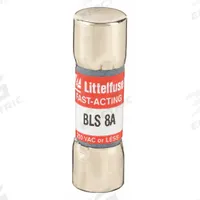 LITTELFUSE Fuse: BLS Series, Midget, Fast-Acting, 8 A, 250 V AC, 13/32 in x 1 3/8 in, Non-Indicating (MPN BLS008). Key specifications — attr1287209: BLS; attr211192: LITTELFUSE.