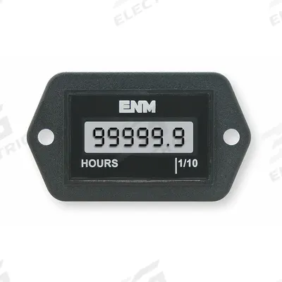 ENM Hour Meter: Hour Meters, Front Panel Mounting, Digital, 1 1/4 in x 2 1/8 in