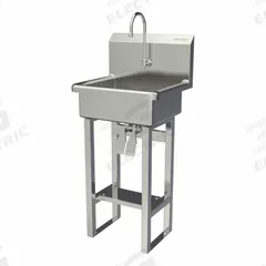 SANI-LAV Wash Station: 43 1/2 in Overall Ht, 17 in Bowl Lg, 7 in Bowl Dp, 2 gpm Flow Rate, 16 ga (MPN 725FK2). Key specifications — Includes Side Splash: Side Splash Not Included; Brand: SANI-LAV.