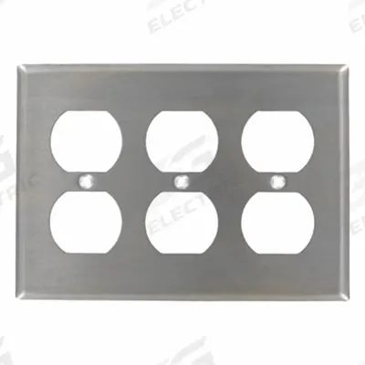 LEVITON Wall Plate: Duplex Outlet, 3 Gang, Silver - General Purpose Wall Plates