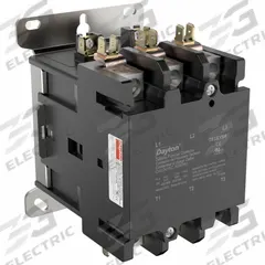 DAYTON Definite Purpose Magnetic Contactor: 3 Poles, 24V AC, 90 A, Non-Reversing (MPN 783XY9). Key specifications — Brand: DAYTON; Coil Voltage: 24V AC; Contactor Style: HVACR Definite Purpose Contactor; Mounting Style: Through Panel; Terminal Connection Type: Box Lugs; Maximum Voltage Rating: 600V AC; Phase: Three; Main Pole Contact Form: 3NO.