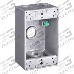 BELL Electrical Box: Aluminum, Rectangular, 1 Gangs, 1/2 in Hub Size, 18.3 cu in Capacity, Gray (MPN 5321-0). Key specifications — Color: Gray; Brand: BELL.