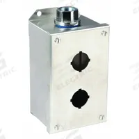 SCHNEIDER ELECTRIC Push Button Enclosure: 30mm, 2 Holes, 304 Stainless Steel, NEMA 1/12/3/4/4X (MPN 9001KYSS2). Key specifications — attr211299: SCHNEIDER; attr1043605: Oil-Tight and Dust-Tight.