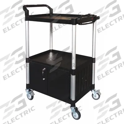 APPROVED VENDOR Media Cart with Cabinet: Black, 47 1/4 in Overall Ht, 32 5/8 in Overall Wd (MPN 45NP04) - Media Carts