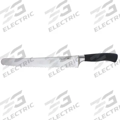 CRESTWARE Bread Knife: Wide, 10 in Overall Lg, Steel Blade, Santoprene Handle, Black Handle - Bread Knives