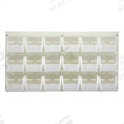 QUANTUM STORAGE SYSTEMS Louvered Panel: 20 in x 36 in x 1/4 in, 1 Sides, 18 Bins - Wall-Mount Louvered Panels with Bins
