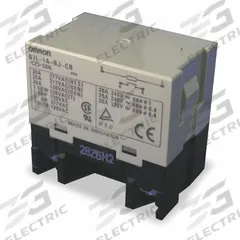 OMRON Enclosed Power Relay: Bracket Mounted, 30 A Current Rating, 100/120V AC, SPST-NO (MPN G7L-1A-BJ-CB-AC100/120). Key specifications — Brand: OMRON; Base Type: Square; Mounting Style: E-Bracket; Electrical Connection: Screw Terminal; Manufacturer Part Number: G7L-1A-BJ-CB-AC100/120; Operating Current: 30 A; Series: G7L Series; Relay Bracket Type: E-Bracket (Sold Separately).