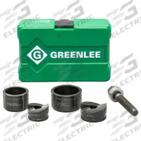 GREENLEE Hydraulic Punch Driver Set (MPN 7237BB). Key specifications — attr74890: 10 ga Mild Steel; attr74888: 3/4 in Ball-Bearing Draw Stud; attr74884: 1-1/2 in to 2 in.