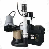 LIBERTY PUMPS Sump/Battery Back-Up System: 1/3 hp, 115V AC, 40 ft Max. Head (Primary Pump), 12V DC (MPN PCS37-P-441). Key specifications — Rated Voltage (Secondary Pump): 12V DC; Brand: LIBERTY PUMPS; Series: PC441; Primary Pump Rated Voltage: 115V AC; Switch (Primary Pump): Vertical Float.