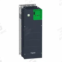 SCHNEIDER Variable Frequency Drive: In Phase Three, Out Phase Three, 120 hp, No Bypass, Programmable (MPN ATV630D90N4ZU). Key specifications — Style: Compact; Color: Black/Green; Output Phase: Three.